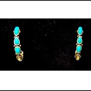 Carolyn Pollack Turquoise Sterling Earrings hoops